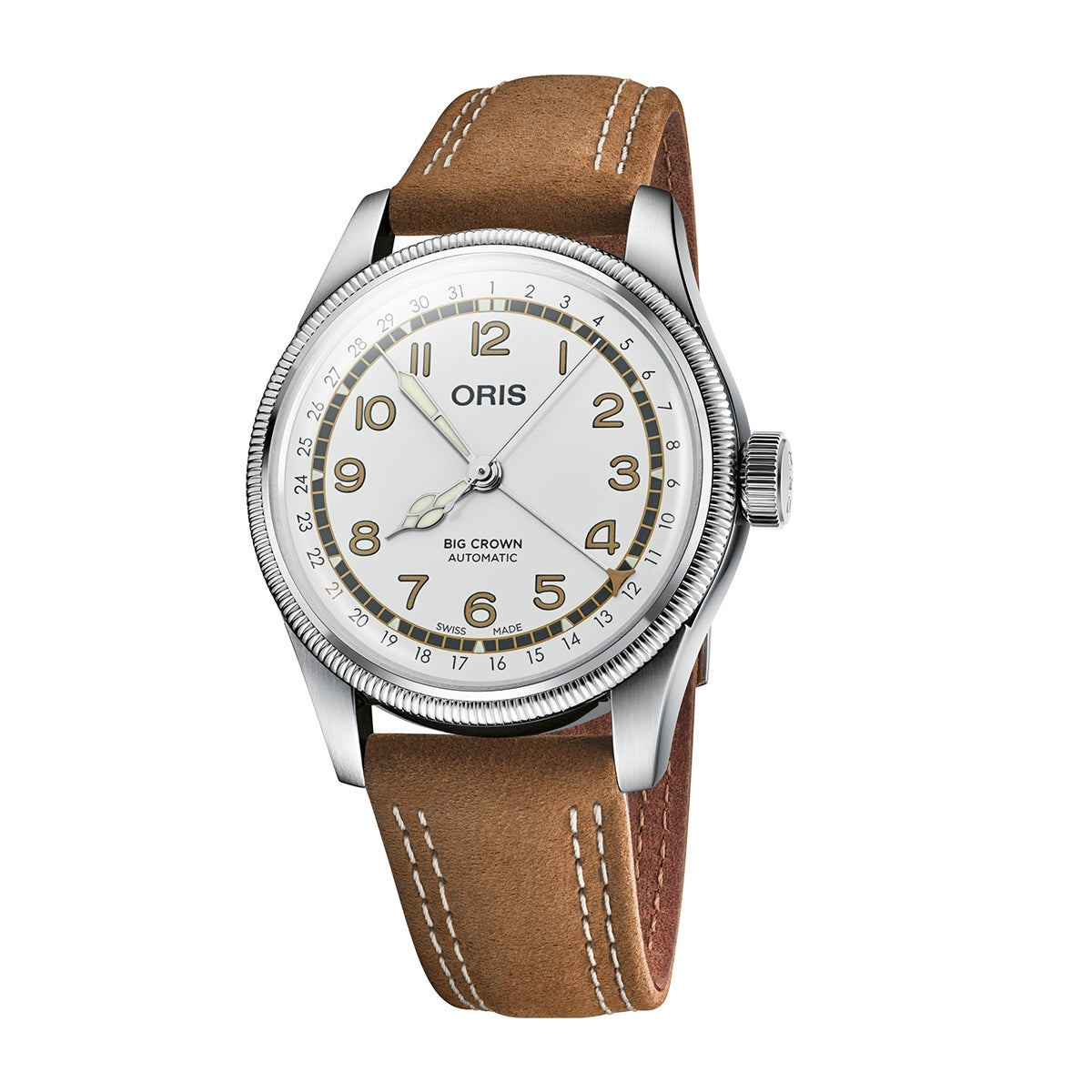 Oris Robert Clemente Limited Edition Men's Automatic Stainless Steel Watch with White Dial & Brown Leather Strap