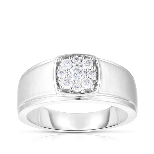 1/2 ct. tw. Men's Round Diamond Cluster Ring in 10K White Gold
