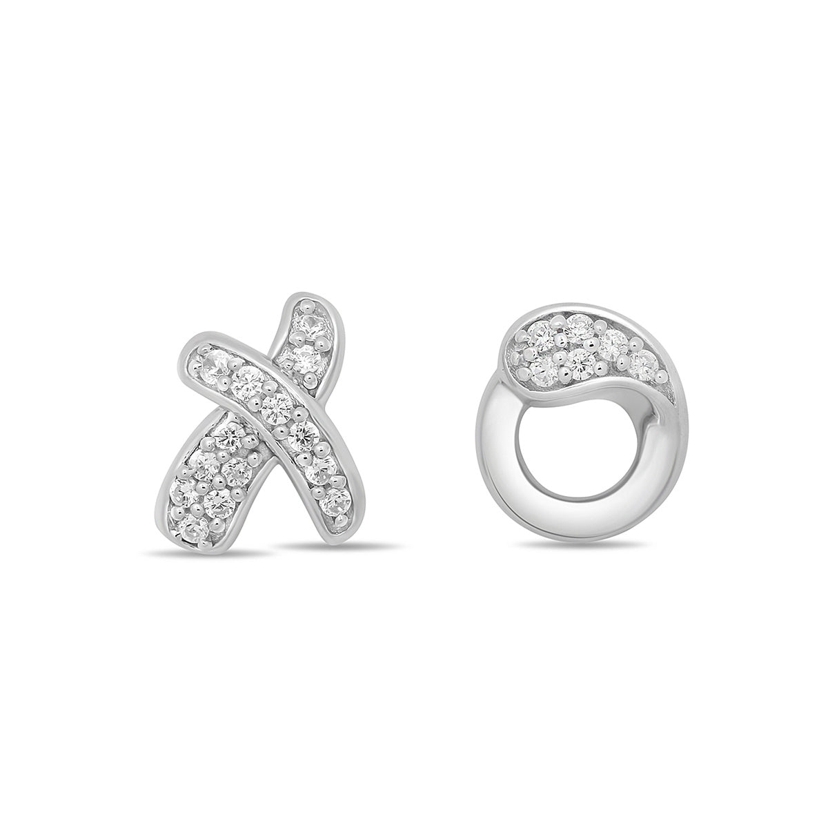 Hallmark 1/8 ct. tw. Diamond XO Earrings in Sterling Silver front view