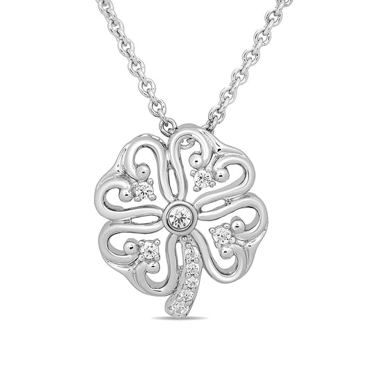 Hallmark 1/10 ct. tw. Diamond Clover Pendant in Sterling Silver