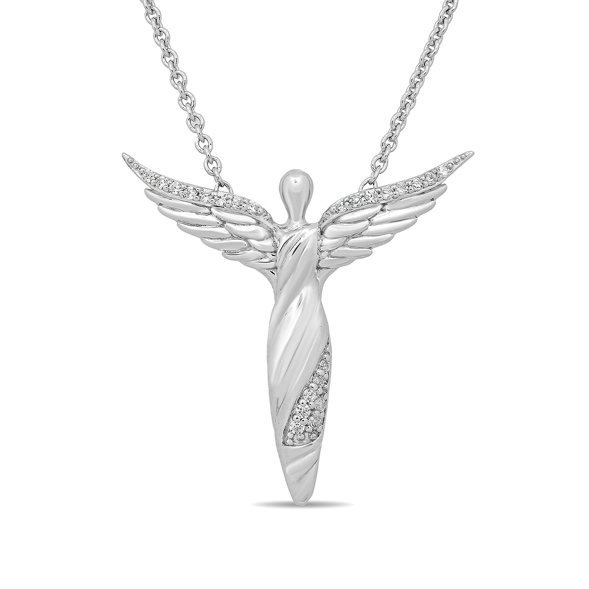 Hallmark 1/8 ct. tw. Diamond Angel Necklace in Sterling Silver