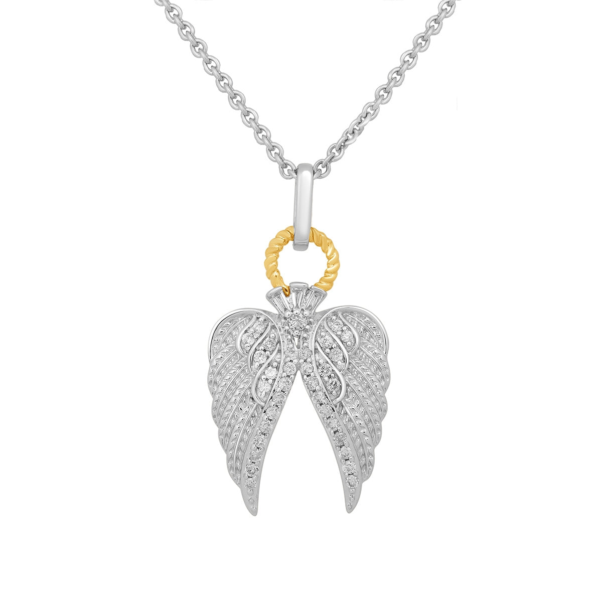Hallmark 1/5 ct. tw. Diamond Angel Wing Pendant in Sterling Silver & 14K Yellow Gold
