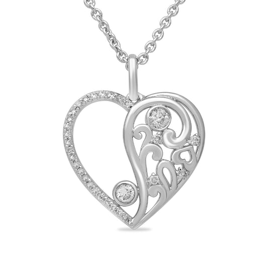 Hallmark 1/6 ct. tw. Diamond Filigree Heart Pendant in Sterling Silver