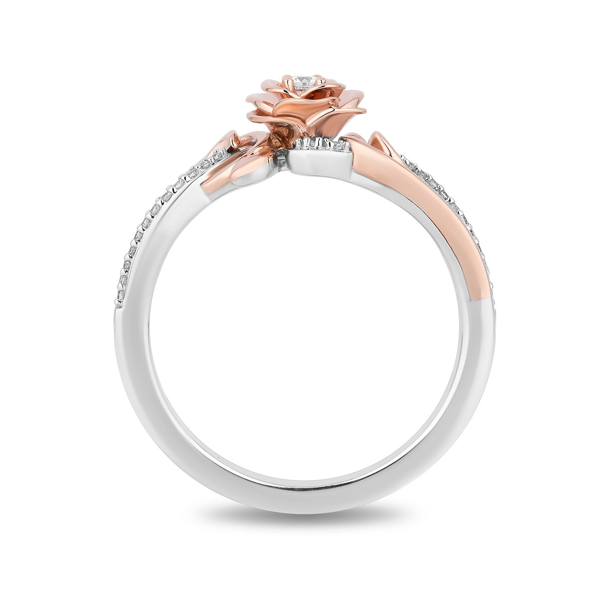 Enchanted Disney Belle 1/10 ct. tw. Diamond Rose Ring in Sterling Silver & 10K Pink Gold side profile