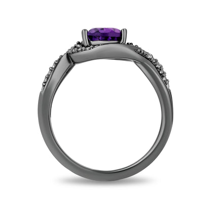 Enchanted Disney Ursula Amethyst & 1/5 ct. tw. Diamond Tentacle Ring in Black Rhodium Plated Sterling Silver side profile