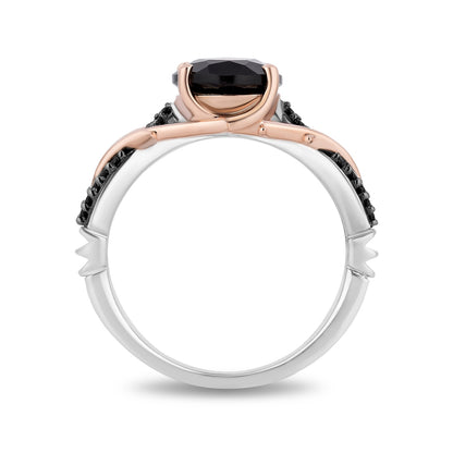 Enchanted Disney Maleficent Onyx & 1/6 ct. tw. Treated Black Diamond Thorn Ring with Black Rhodium Plating in side profile