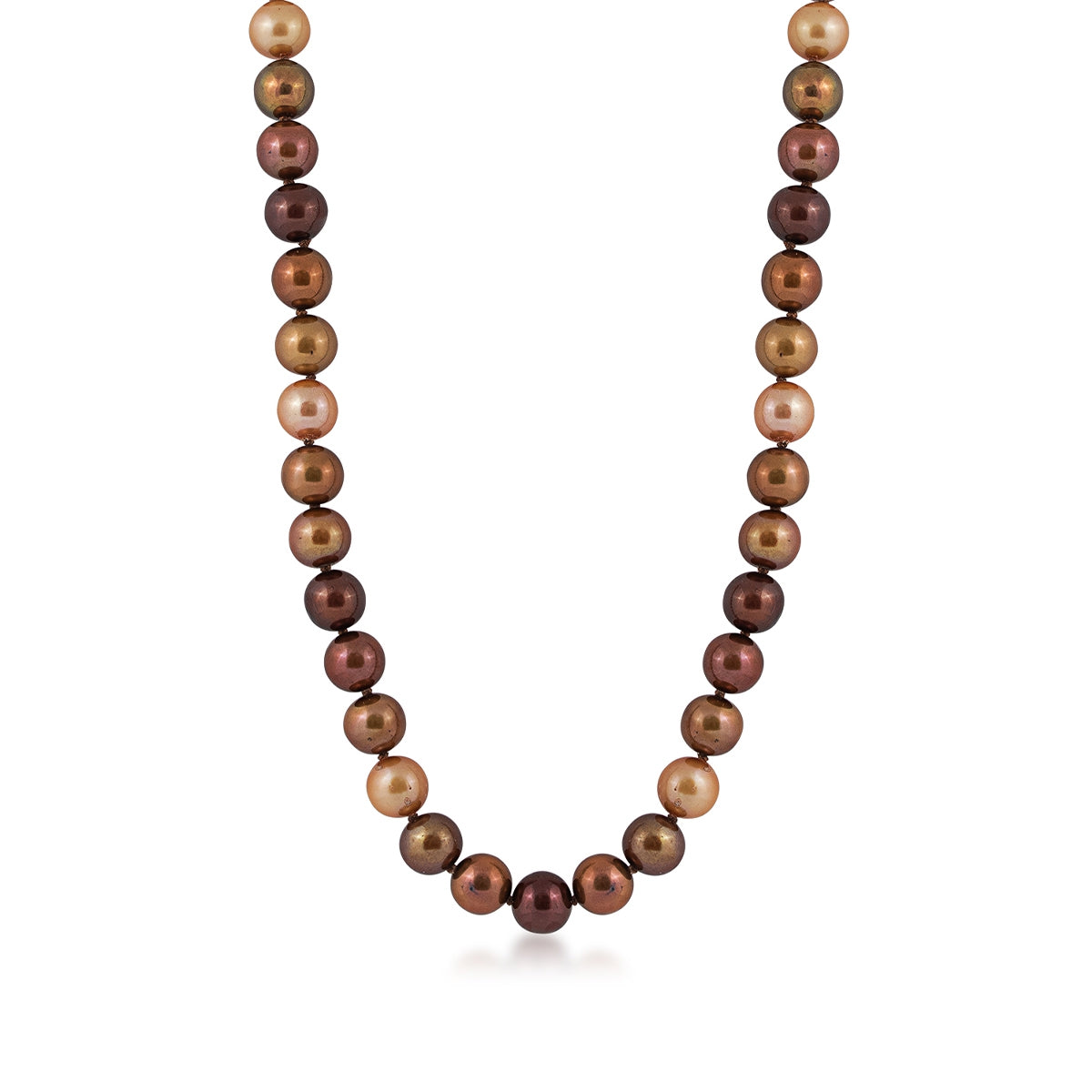 6-7.5mm Cultured Freshwater Multicolor Mocha Pearl Strand Necklace in 14K Yellow Gold