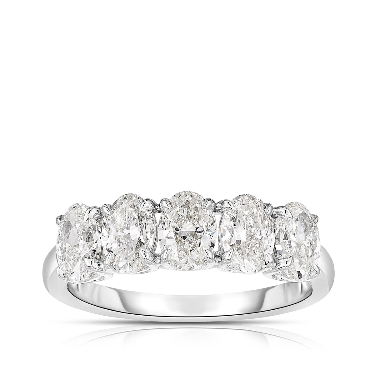 1-1/2 ct. tw. Oval 5-Stone Diamond Anniversary Ring in 14K White Gold