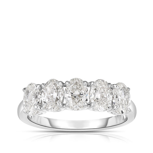 1-1/2 ct. tw. Oval 5-Stone Diamond Anniversary Ring in 14K White Gold