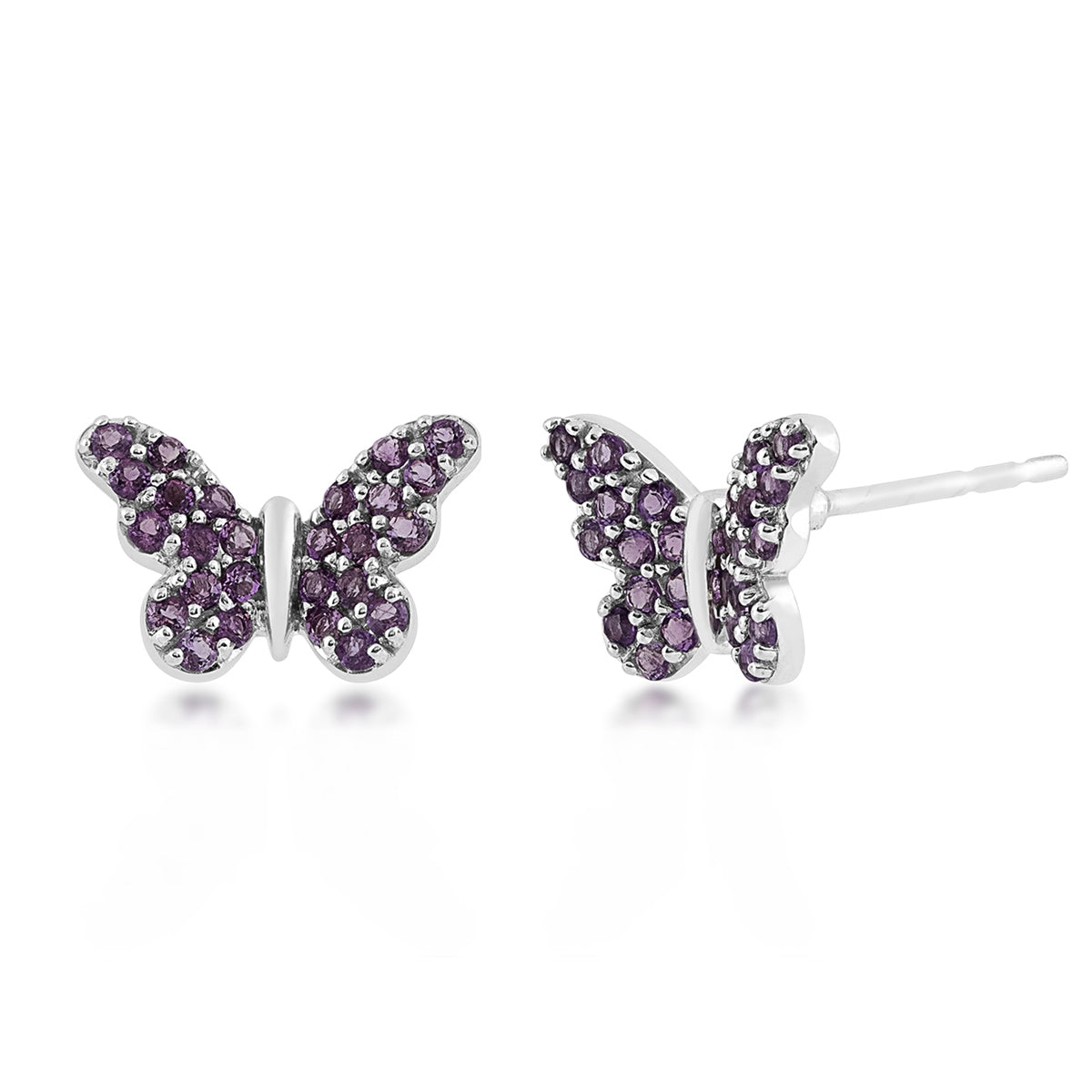 Amethyst Butterfly Earrings in Sterling Silver