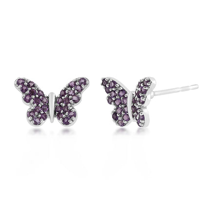 Amethyst Butterfly Earrings in Sterling Silver