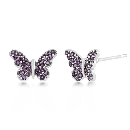 Amethyst Butterfly Earrings in Sterling Silver