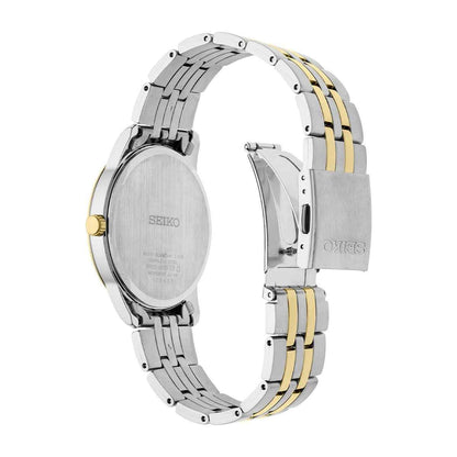 Seiko Men's Essential Quartz Two-Tone Stainless Steel Watch with White Dial