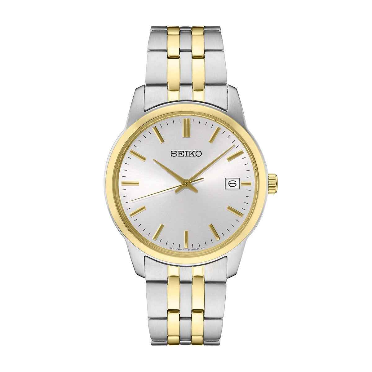 Seiko Men's Essential Quartz Two-Tone Stainless Steel Watch with White Dial