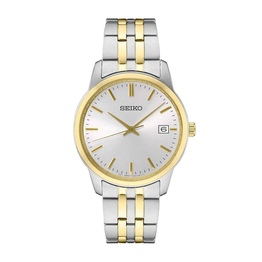 Seiko Men's Essential Quartz Two-Tone Stainless Steel Watch with White Dial