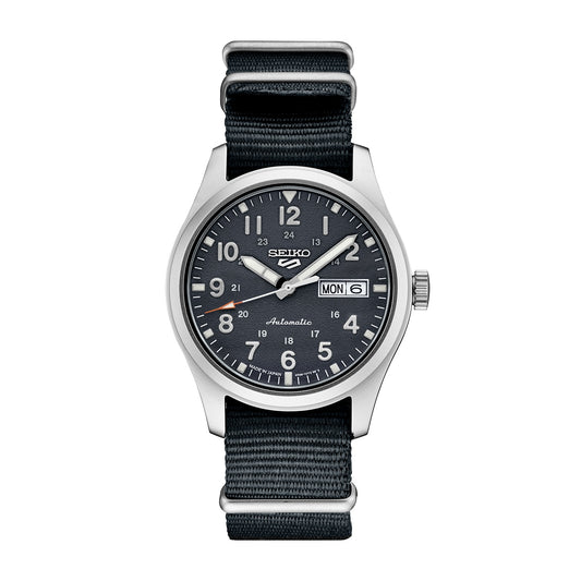 Seiko Men's 5 Sports Field Automatic Stainless Steel Watch with Gray Dial & Nylon Strap