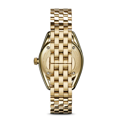 gold-tone stainless steel ladies' Shinola Derby quartz watch with red dial