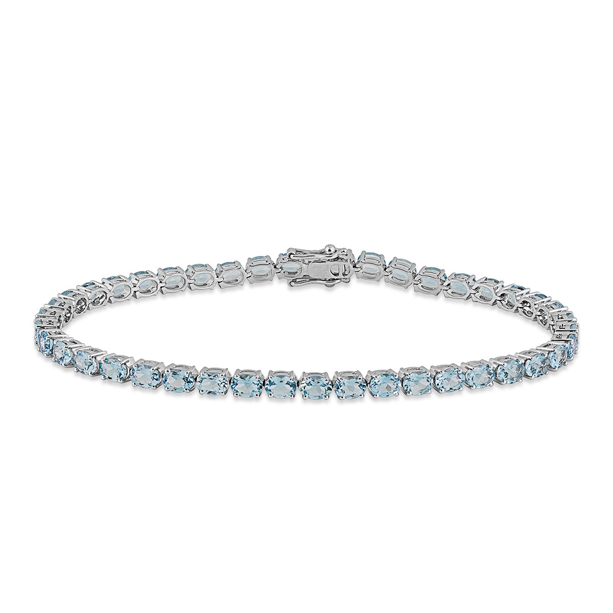 Oval Aquamarine Tennis Bracelet in 14K White Gold