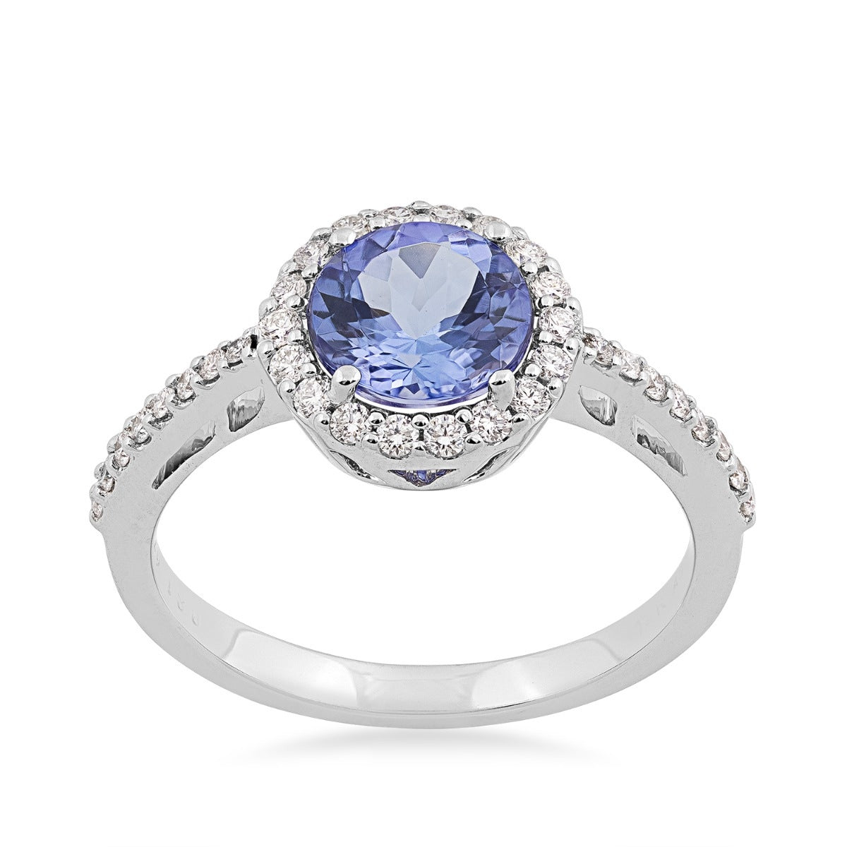 Round Tanzanite & 1/4 ct. tw. Diamond Halo Ring in 14K White Gold