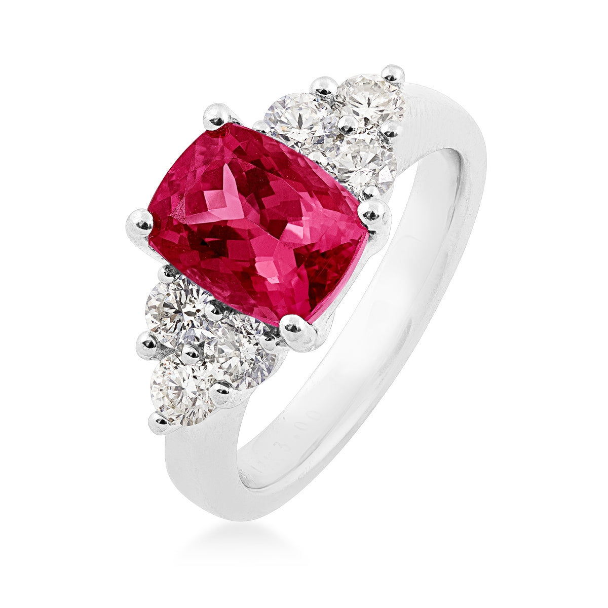 Cushion Ruby & 3/4 ct. tw. Diamond Ring in 18K White Gold front view