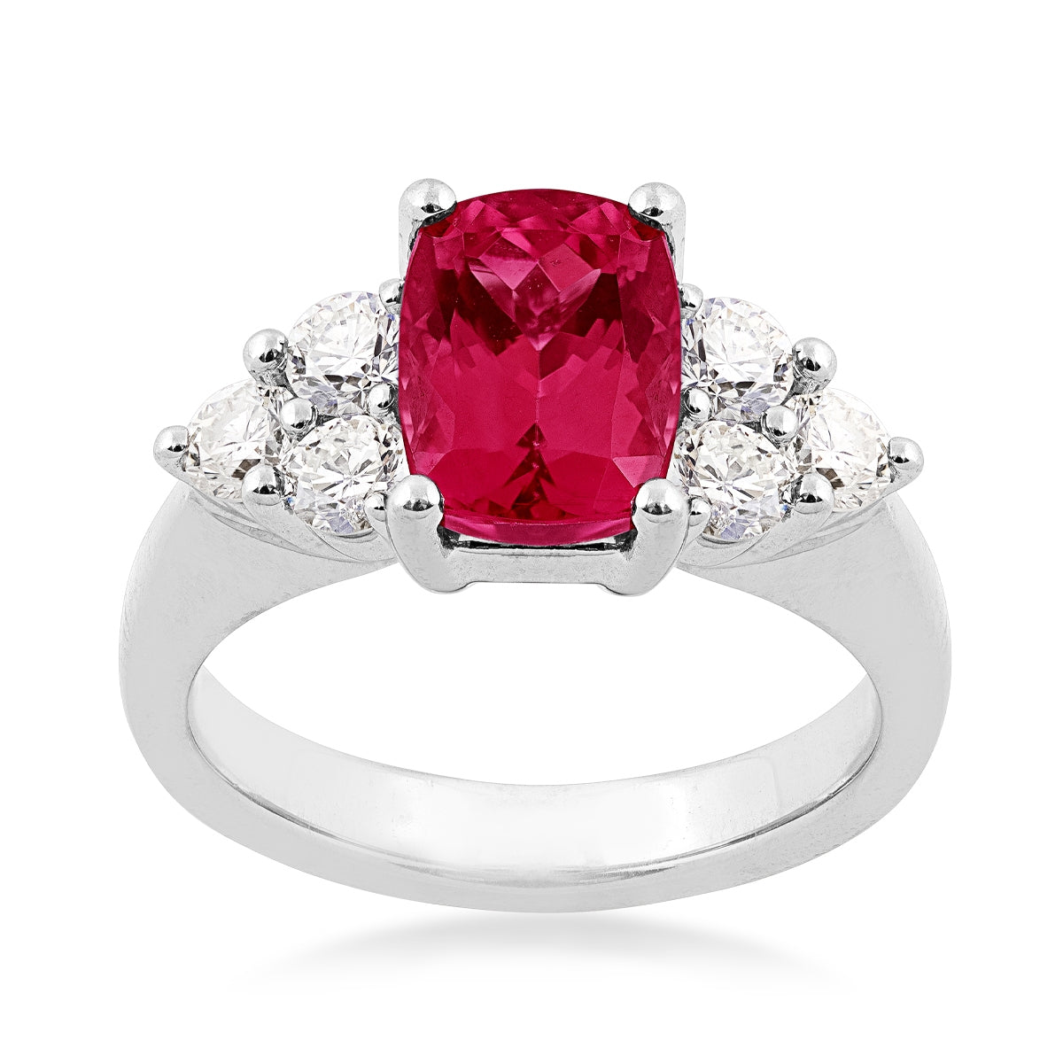 Cushion Ruby & 3/4 ct. tw. Diamond Ring in 18K White Gold