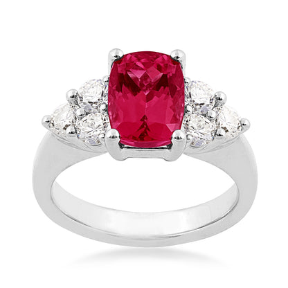 Cushion Ruby & 3/4 ct. tw. Diamond Ring in 18K White Gold