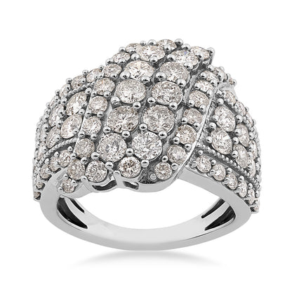 3 ct. tw. Diamond Multirow Milgrain Crossover Ring in 10K White Gold