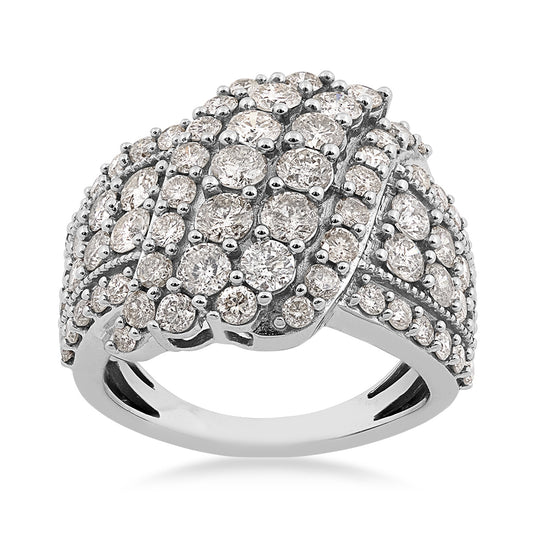 3 ct. tw. Diamond Multirow Milgrain Crossover Ring in 10K White Gold