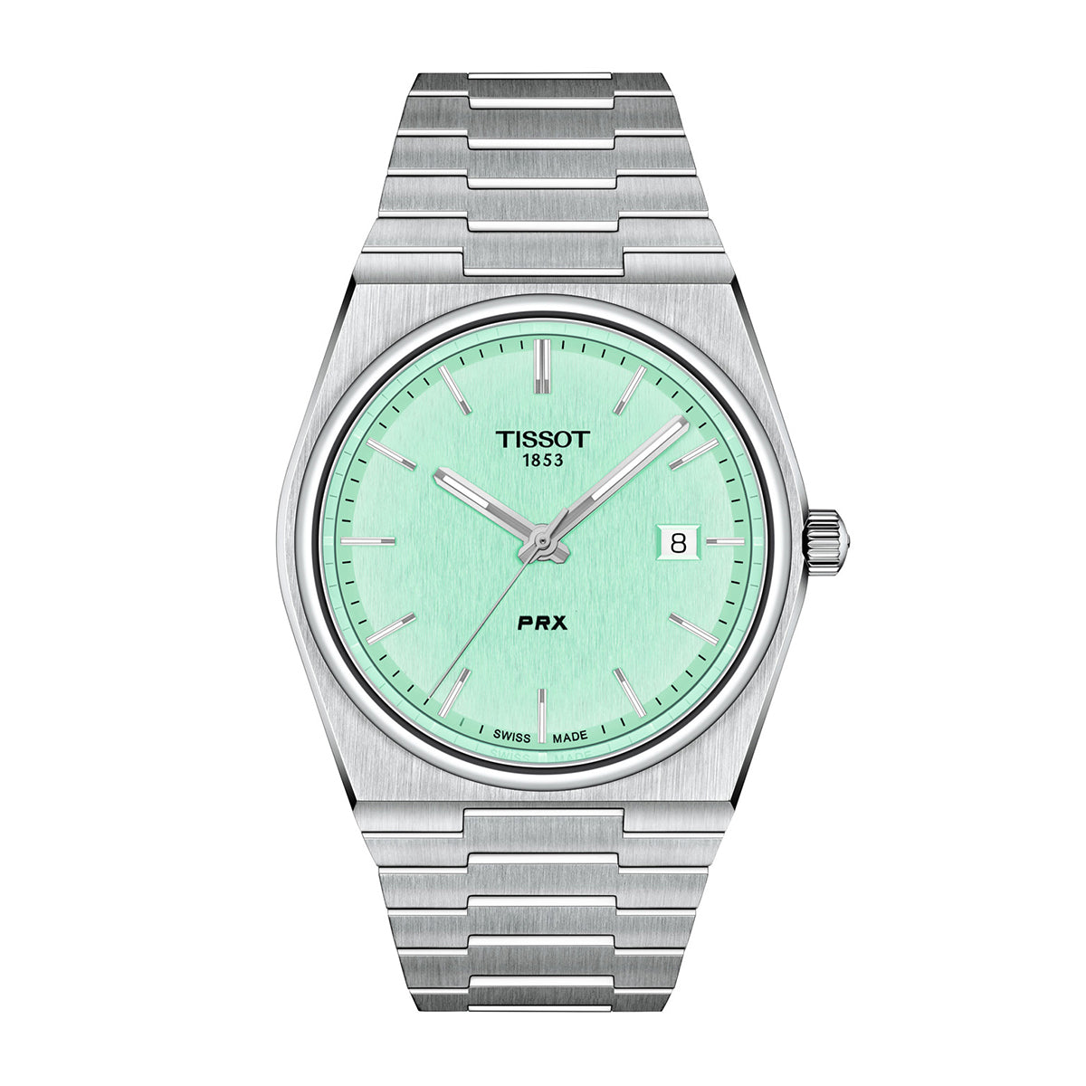 stainless steel men's Tissot quartz watch with green dial