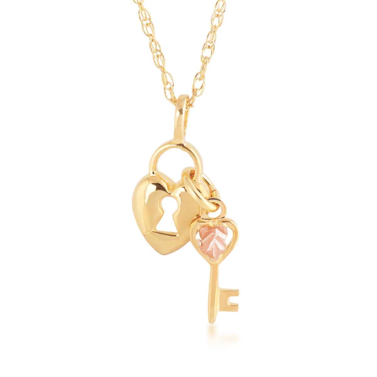 Black Hills Gold Heart Lock & Key Pendant in 10K Yellow Gold