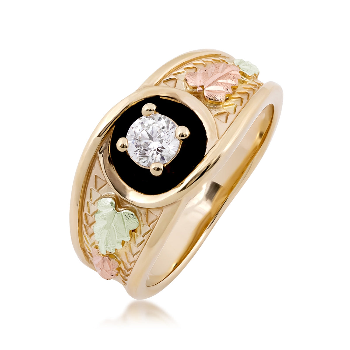 Noventa & Black Hills Gold Men's 1/2 ct. tw. Round Diamond Ring in 10K Yellow Gold front view