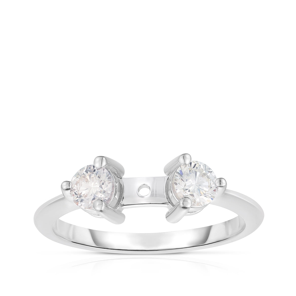 1 ct. tw. Round 3-Stone Diamond Semi-Mount Wedding Set in 14K White Gold front view