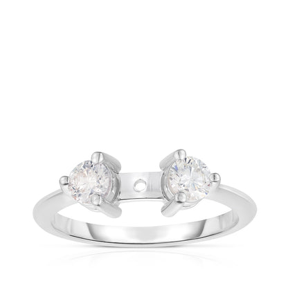 1 ct. tw. Round 3-Stone Diamond Semi-Mount Wedding Set in 14K White Gold front view