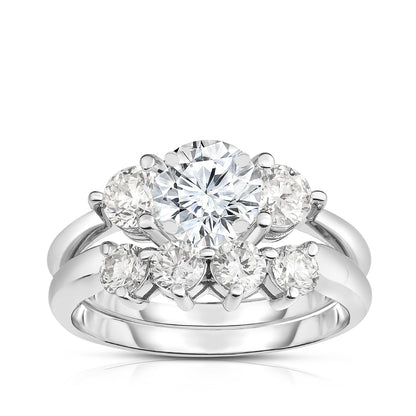 1 ct. tw. Round 3-Stone Diamond Semi-Mount Wedding Set in 14K White Gold