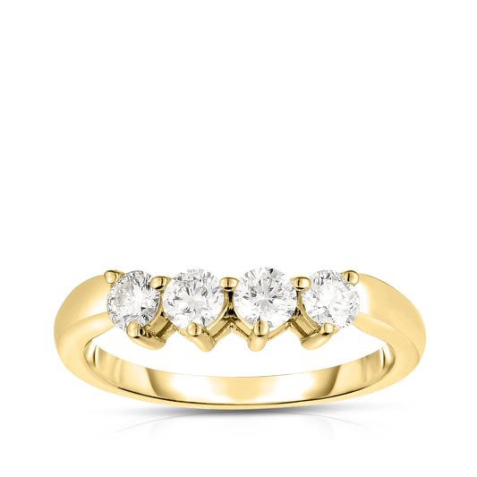 1 ct. tw. Round 3-Stone Diamond Semi-Mount Wedding Set in 14K Yellow Gold close-up detail