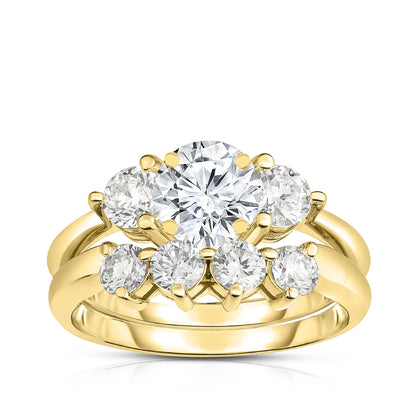 1 ct. tw. Round 3-Stone Diamond Semi-Mount Wedding Set in 14K Yellow Gold