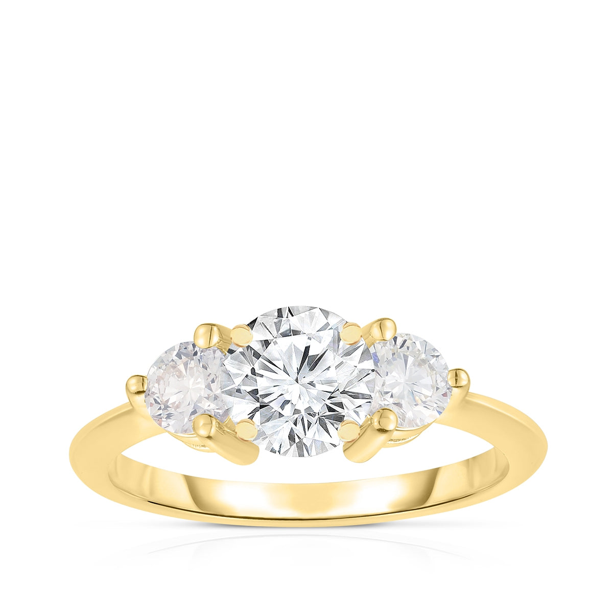 1 ct. tw. Round 3-Stone Diamond Semi-Mount Wedding Set in 14K Yellow Gold front view
