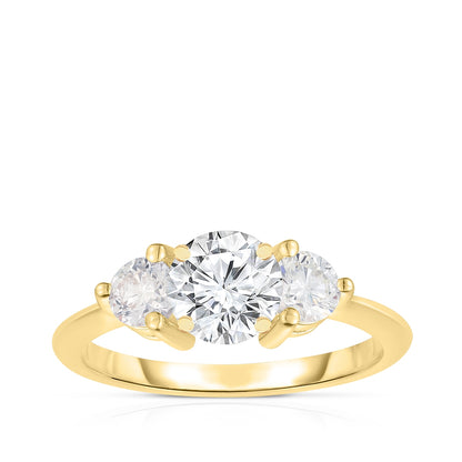 1 ct. tw. Round 3-Stone Diamond Semi-Mount Wedding Set in 14K Yellow Gold front view