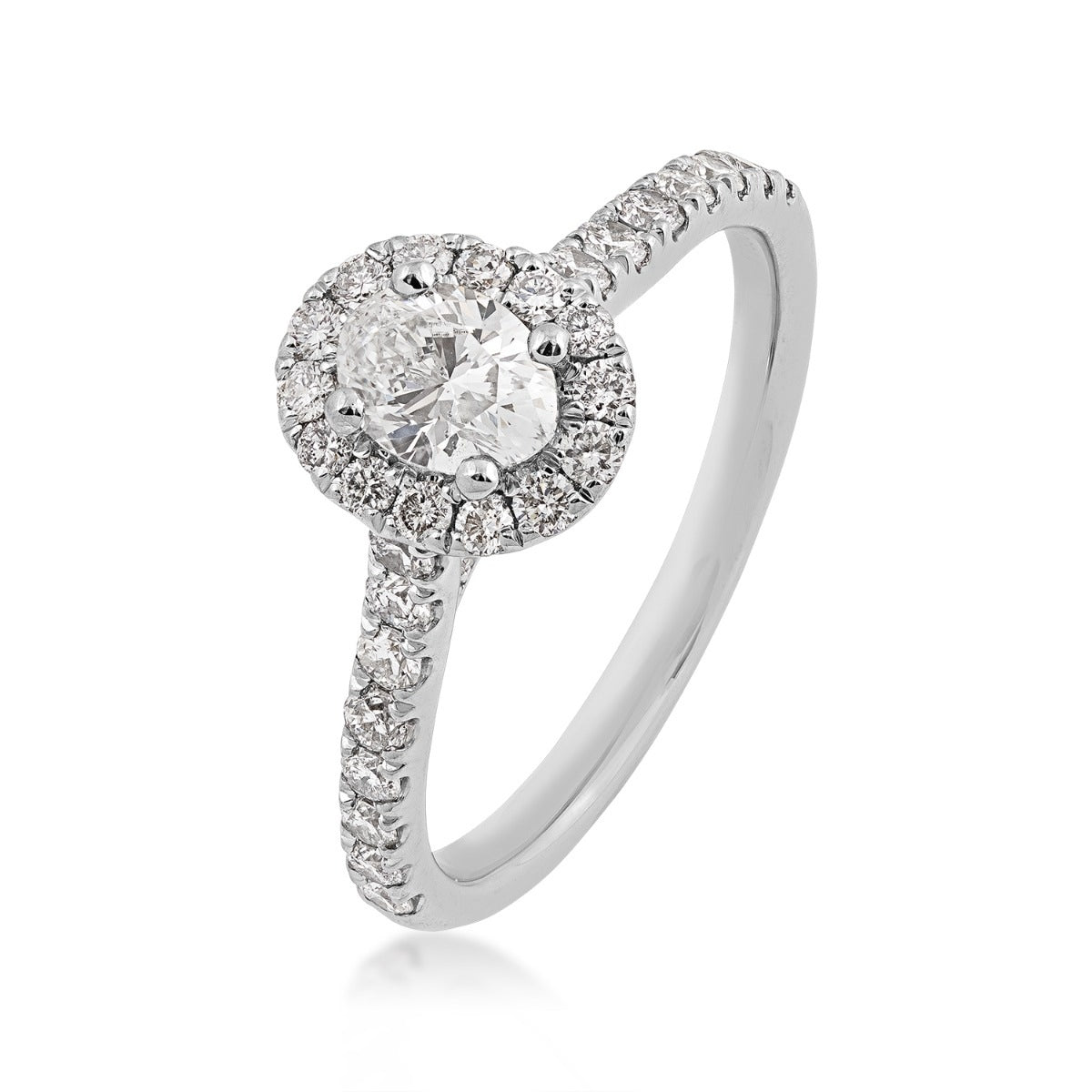 Natural 1-1/10 ct. tw. Oval Diamond Halo Engagement Ring in Platinum front view