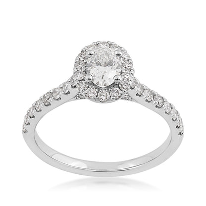 Natural 1-1/10 ct. tw. Oval Diamond Halo Engagement Ring in Platinum