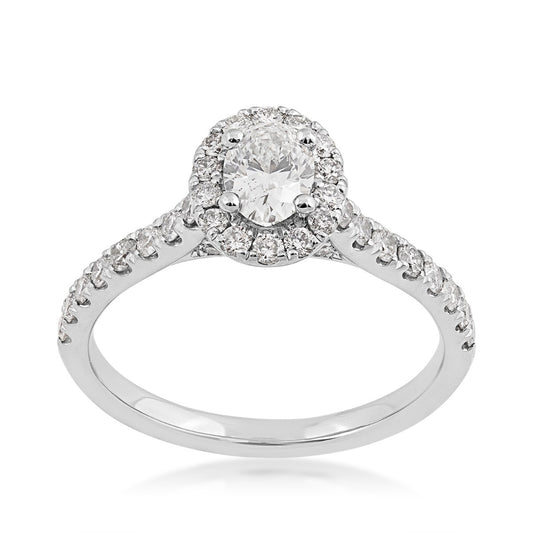 Natural 1-1/10 ct. tw. Oval Diamond Halo Engagement Ring in Platinum