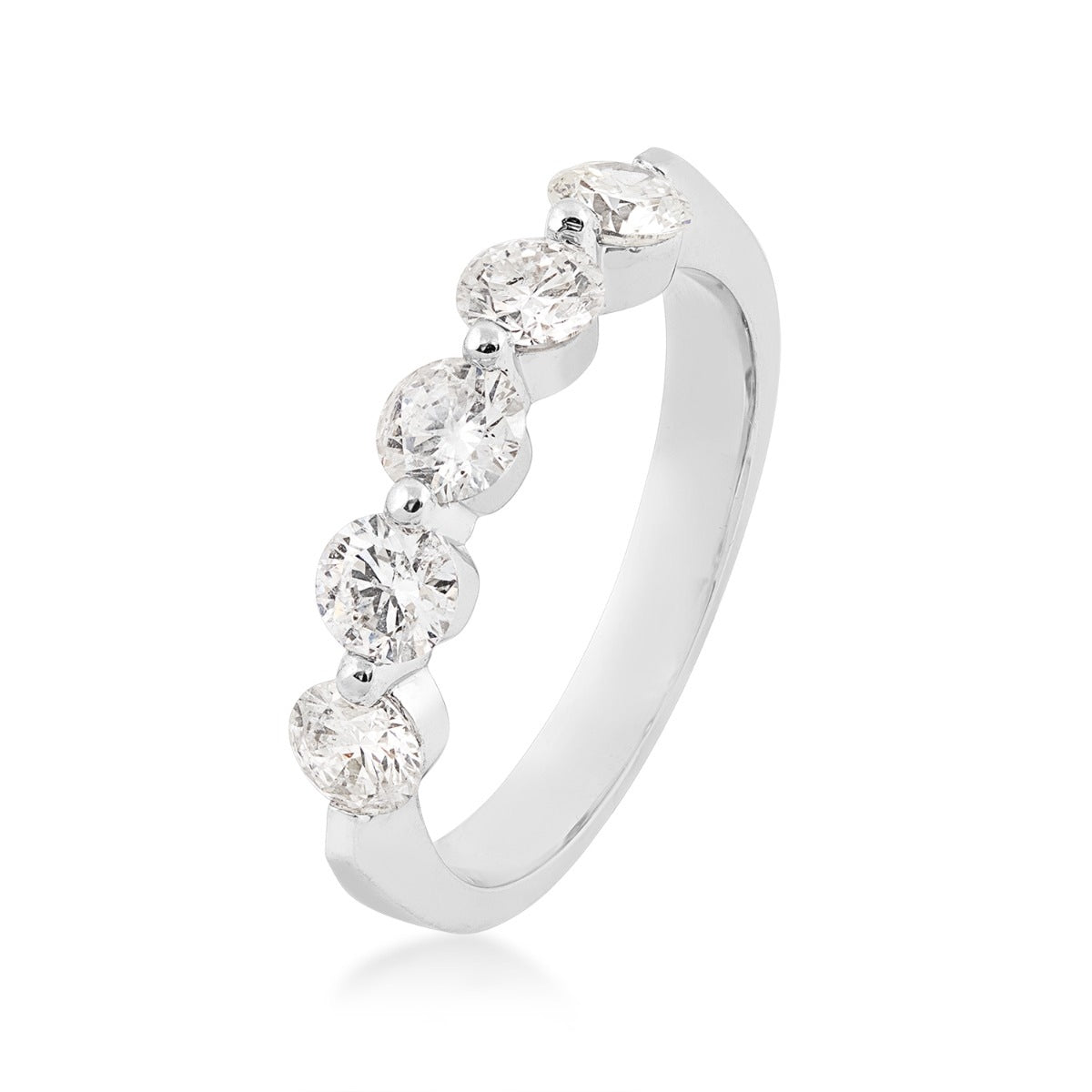 1 ct. tw. Round 5-Stone Diamond Anniversary Ring in 10K White Gold front view (2)