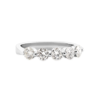 1 ct. tw. Round 5-Stone Diamond Anniversary Ring in 10K White Gold close-up detail (2)