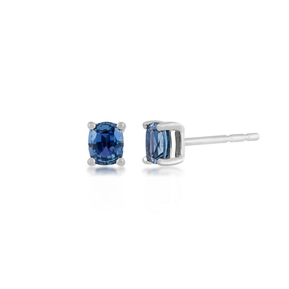 Cushion Yogo Sapphire Earrings in 10K White Gold