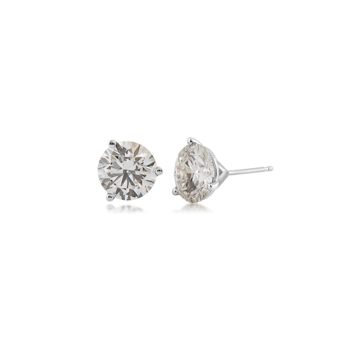 3-3/8 ct. tw. Round Brilliant Diamond Solitaire Martini Set Earrings in 14K White Gold