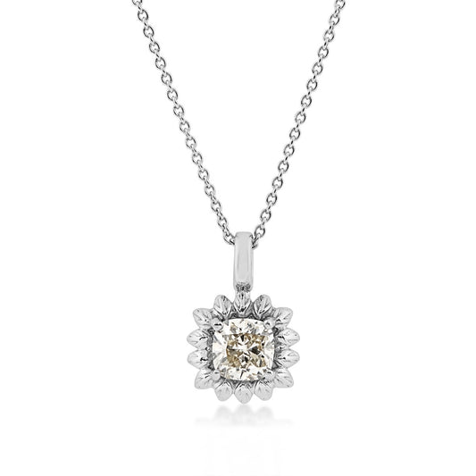 1/2 ct. tw. Cushion Diamond Floral Pendant in 14K White Gold