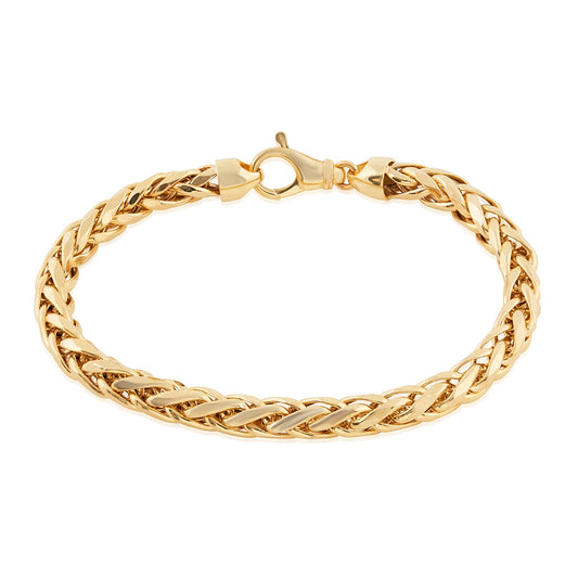6.9mm 8.5-inch Semi-Solid Diamond Cut Franco Chain Bracelet in 10K Yellow Gold