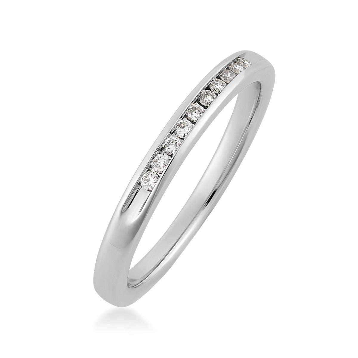1/10 ct. tw. Diamond Channel Set Anniversary Ring in 10K White Gold front view
