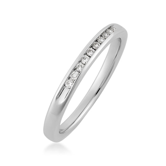1/10 ct. tw. Diamond Channel Set Anniversary Ring in 10K White Gold front view