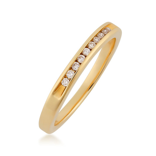 1/10 ct. tw. Diamond Channel Set Stackable Anniversary Ring in 10K Yellow Gold front view
